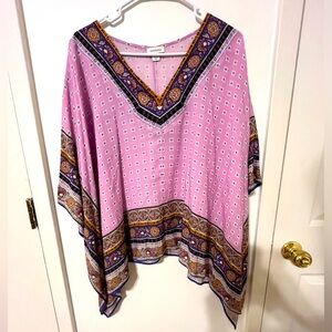 Sundance Boho Poncho Oversized Shirt purple pattern large